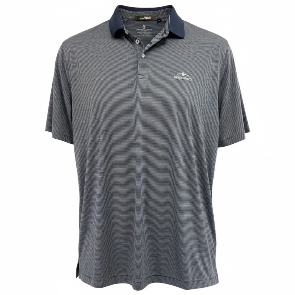 RLX Ralph Lauren / Edgewood C.C. Mens Golf Polo Navy White Stripe Sz Large (X44)